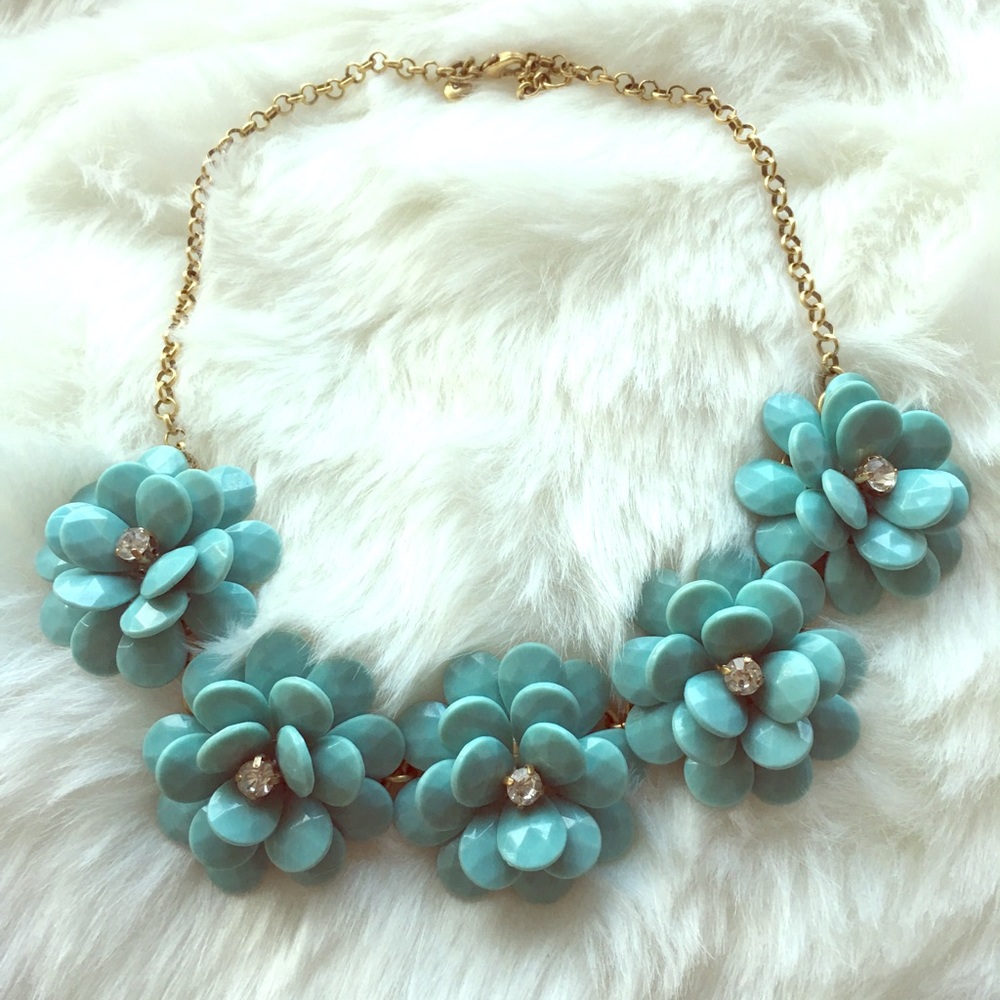 Blue flower statement necklace
